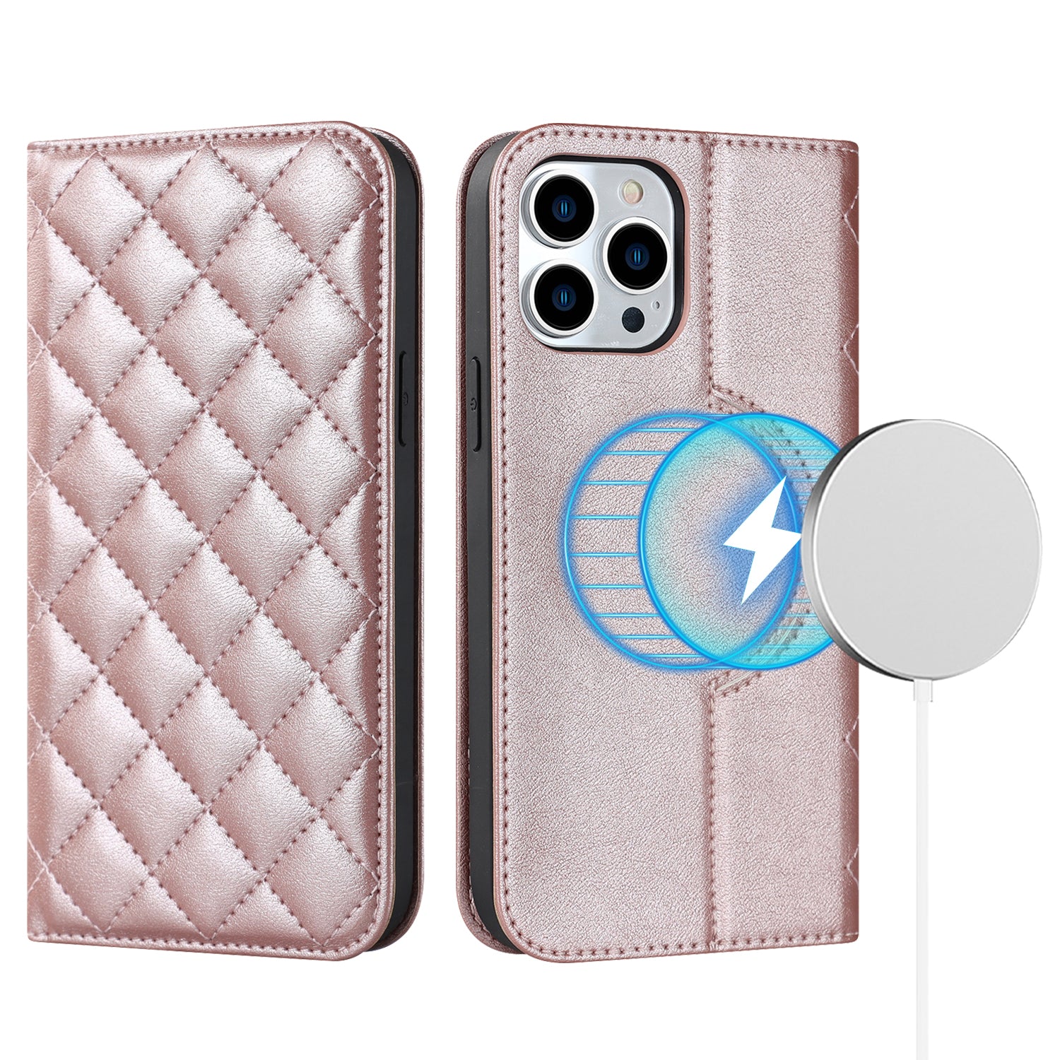 For iPhone 13 Pro 6.1 inch PU Leather Stand Phone Case RFID Blocking Card Holder Cover Compatible with MagSafe - Sky Blue For iPhone 13 Pro 6.1 inch PU Leather Stand Phone Case RFID Blocking Card Holder Cover Compatible with MagSafe - Sky Blue